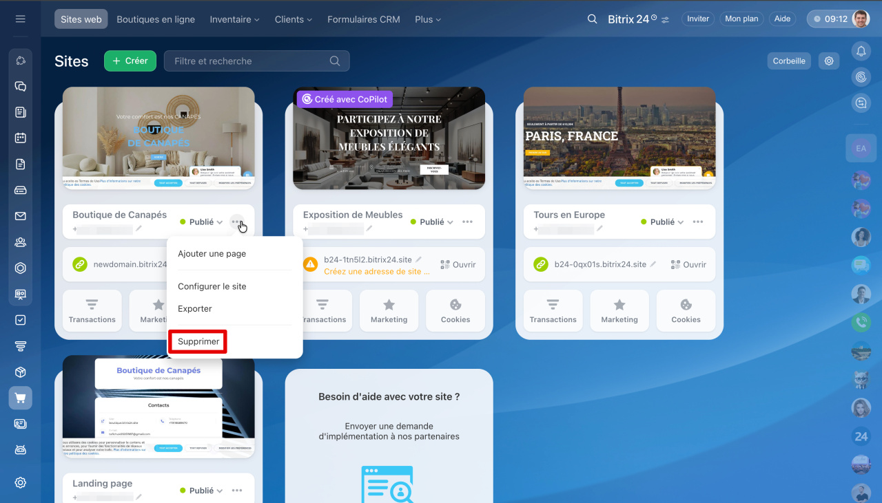 Questions fréquentes sur les sites Web Bitrix24 Questions fréquentes sur les sites Web Bitrix24