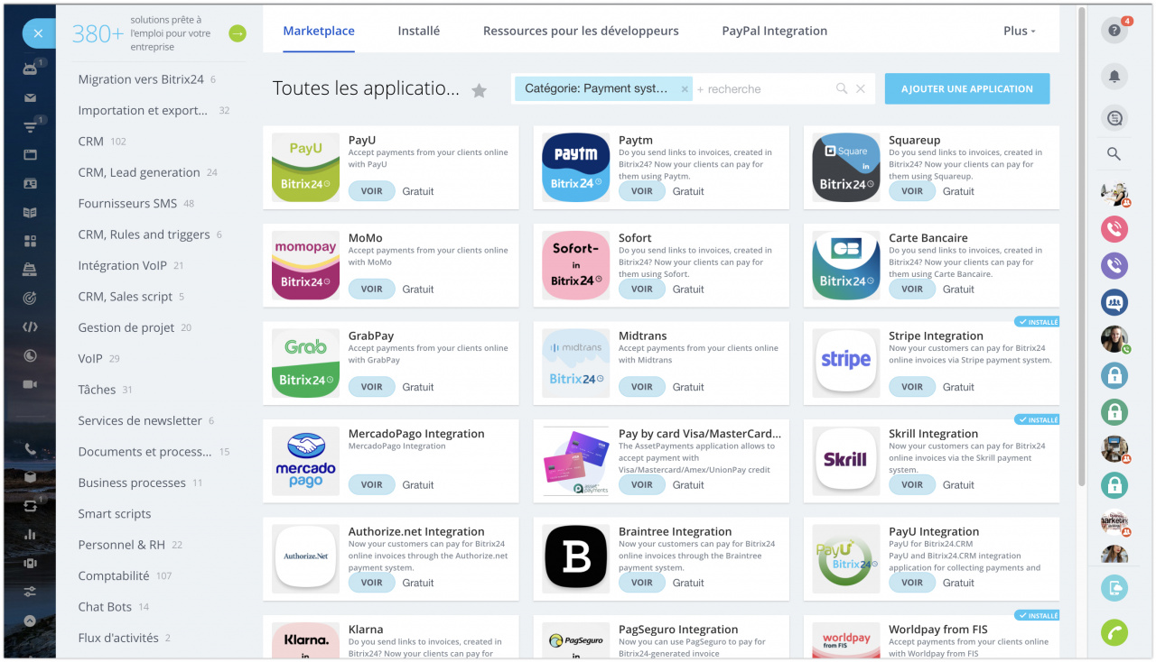 Espace de ventes Connecter les systèmes de paiement