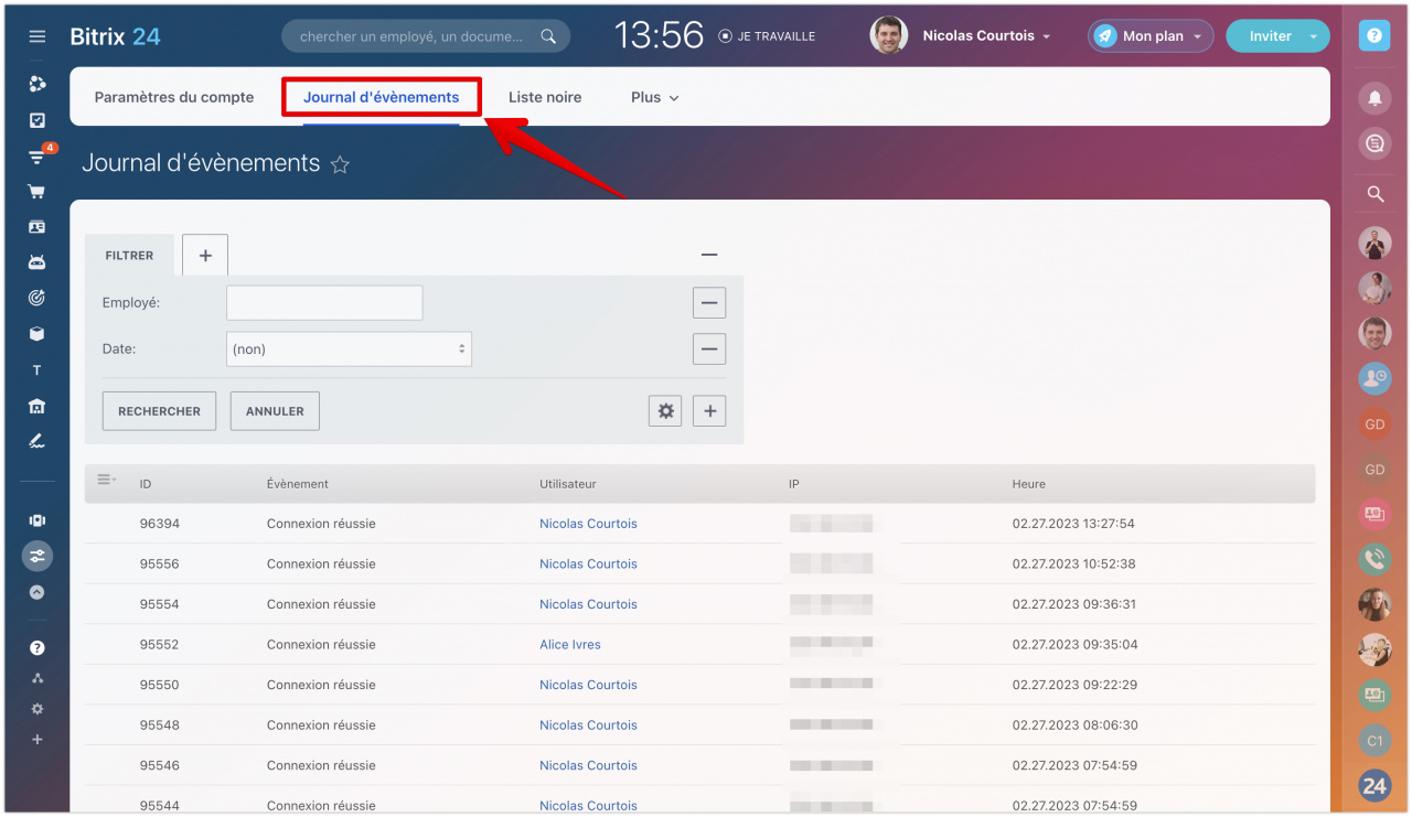 Journal d'évènements