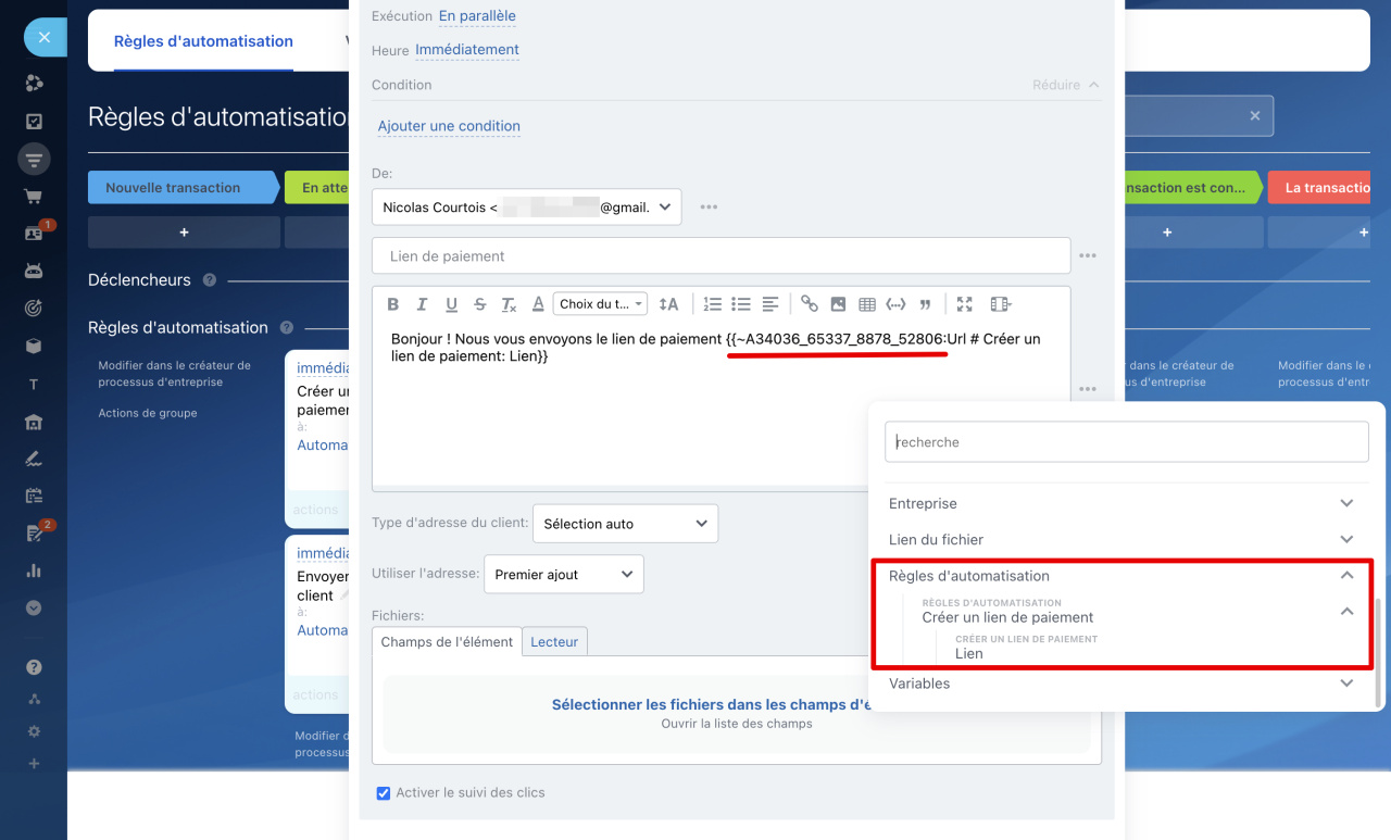 Règles d'automatisation dans le CRM : paiement Règles d'automatisation dans le CRM : paiement