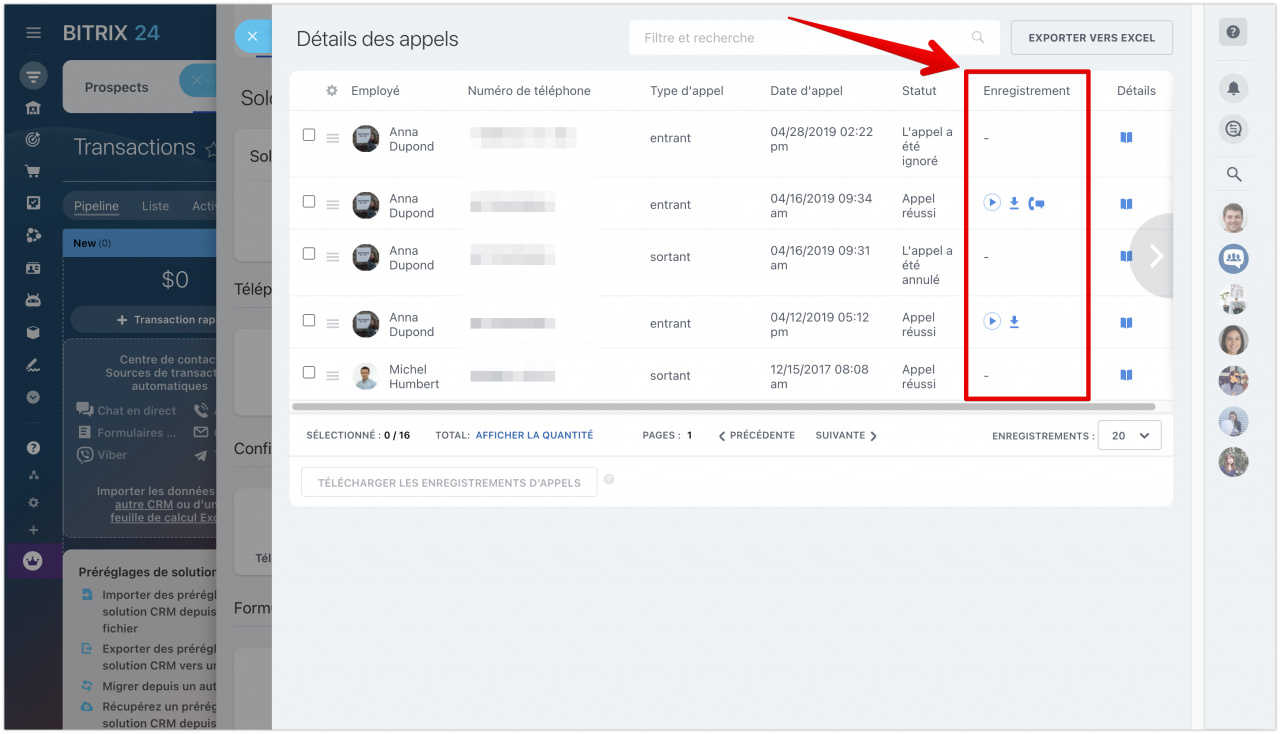 Combien de temps sont stockés les enregistrements des appels