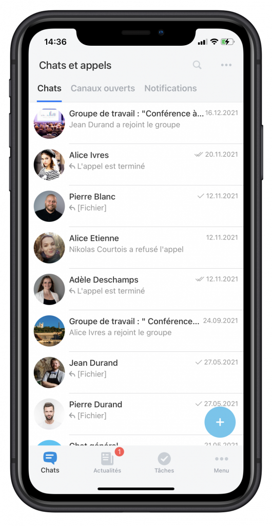 Communication dans l'application mobile Bitrix24