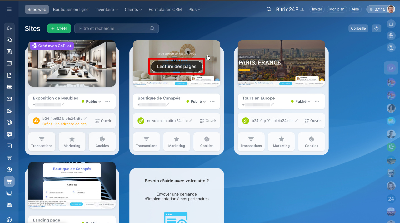Questions fréquentes sur les sites Web Bitrix24 Questions fréquentes sur les sites Web Bitrix24