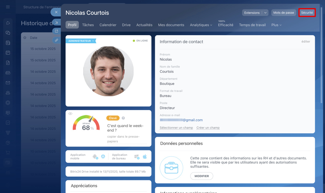 Historique de connexion des employés Historique de connexion des employés